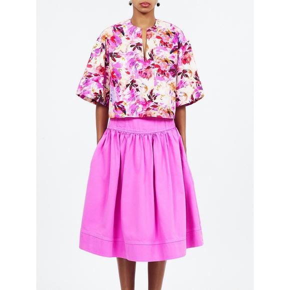 NEW ULLA JOHNSON suri v-neck blouse in azalea